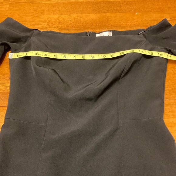 Milly Womens Size 10 Italian Cady Selena Slit Dress Black Midi Bell Sleeve NWT - Picture 14 of 16